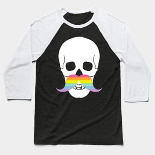 Rainbow Mustache Diversity Skull Baseball T-Shirt